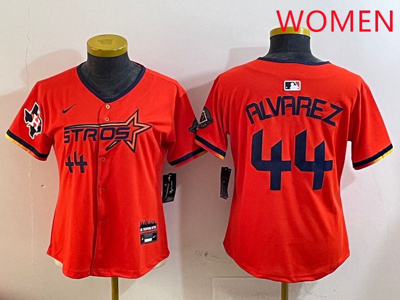 Women Houston Astros #44 Alvarez Orange Three generations Joint Name 2025 Nike MLB Jersey style 4101->women mlb jersey->Women Jersey